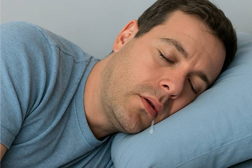 A man sleeping with his mouth slightly open